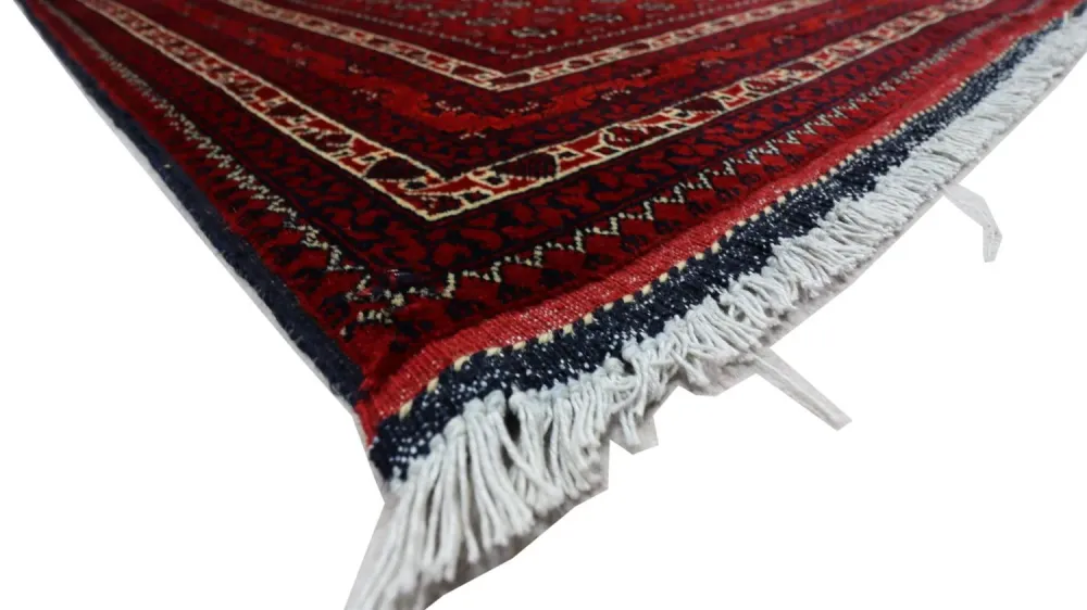 Afghansk teppe - 196 x 147 cm - mørk rød