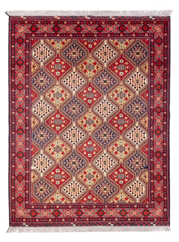 Afghansk teppe - 198 x 152 cm - flerfarget