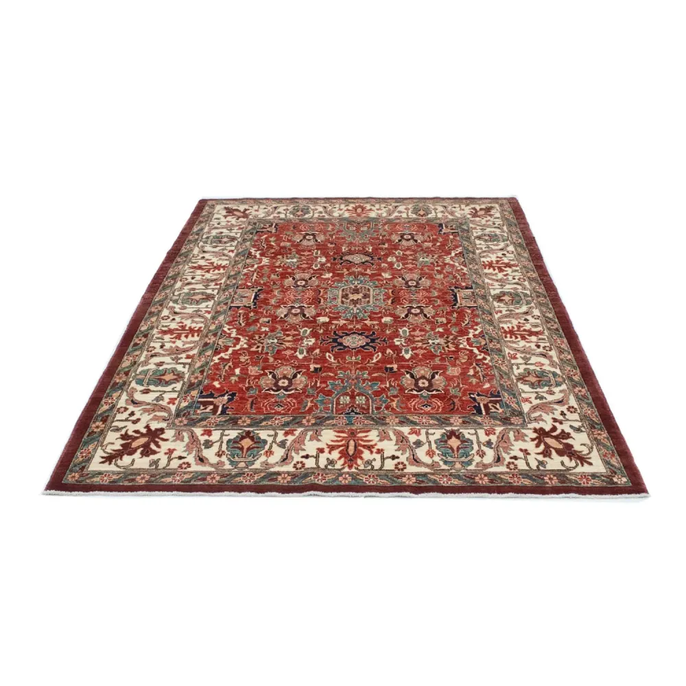 Afghansk teppe - 200 x 148 cm - mørk rød