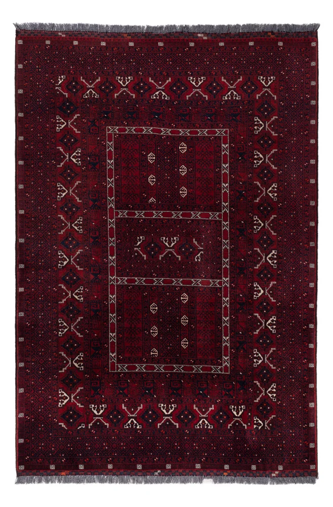 Afghansk teppe - 239 x 163 cm - mørk rød