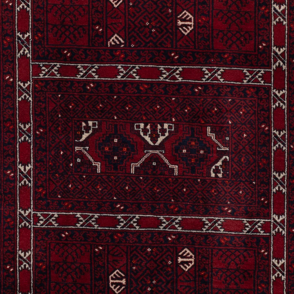Afghansk teppe - 239 x 163 cm - mørk rød
