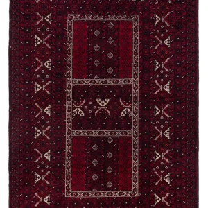 Afghansk teppe - 240 x 152 cm - mørk rød