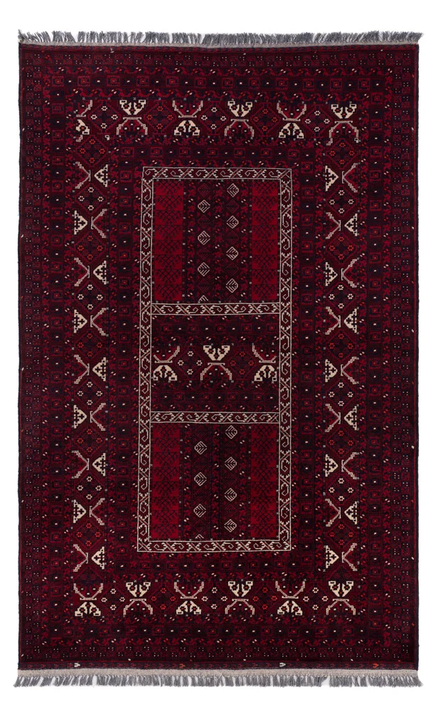 Afghansk teppe - 240 x 152 cm - mørk rød