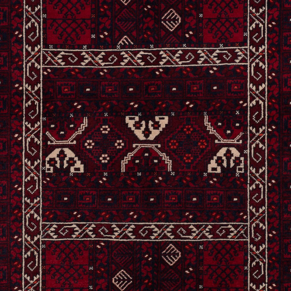 Afghansk teppe - 240 x 152 cm - mørk rød
