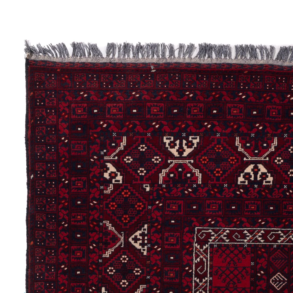 Afghansk teppe - 240 x 152 cm - mørk rød