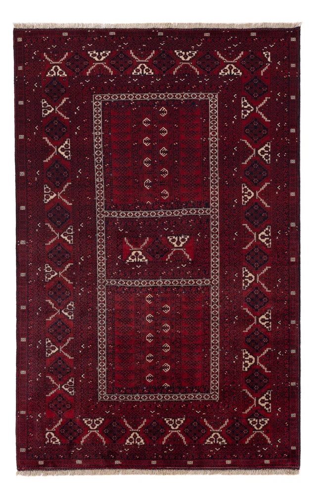 Afghansk teppe - 240 x 153 cm - mørk rød