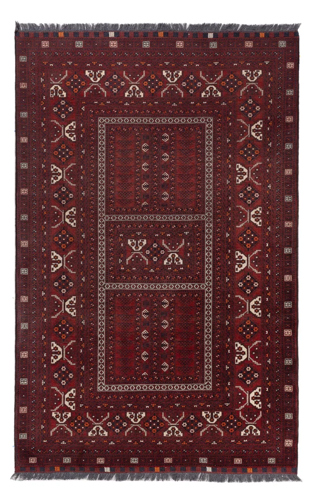 Afghansk teppe - 241 x 156 cm - mørk rød
