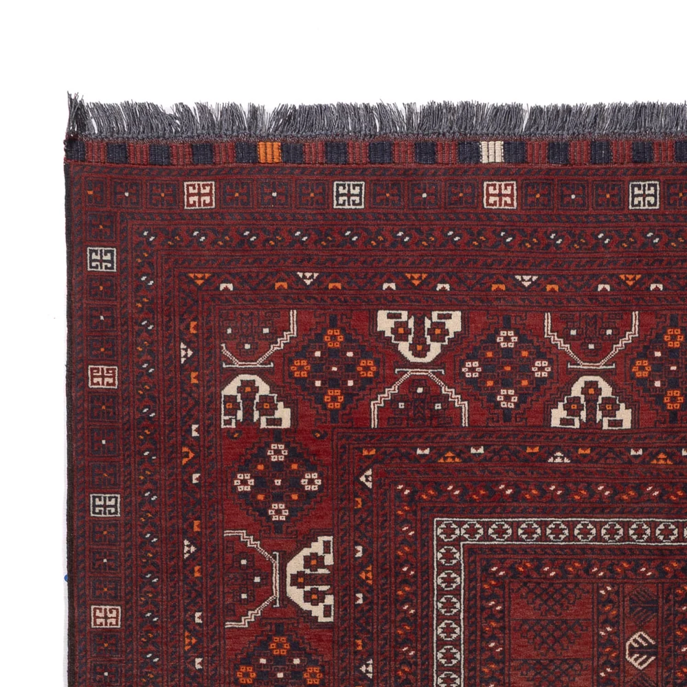 Afghansk teppe - 241 x 156 cm - mørk rød