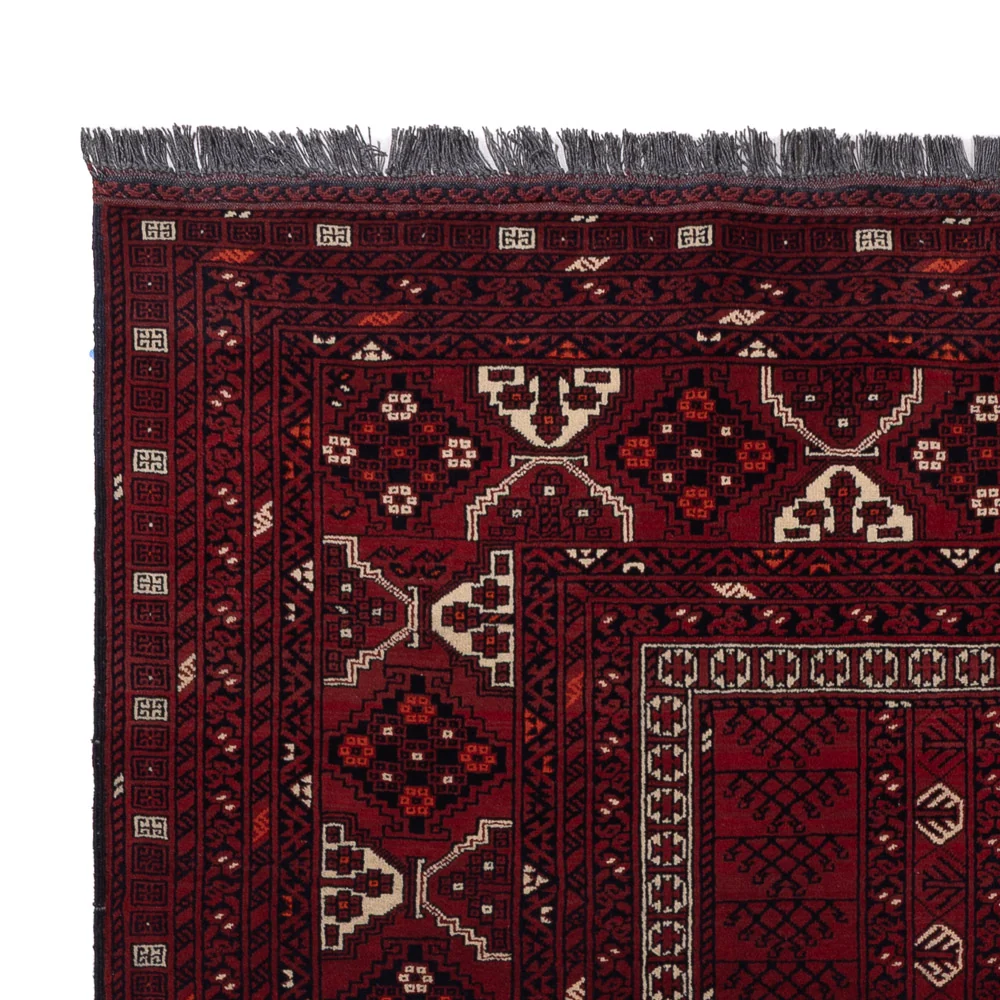 Afghansk teppe - 242 x 153 cm - mørk rød