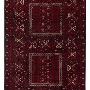 Afghansk teppe - 242 x 153 cm - mørk rød