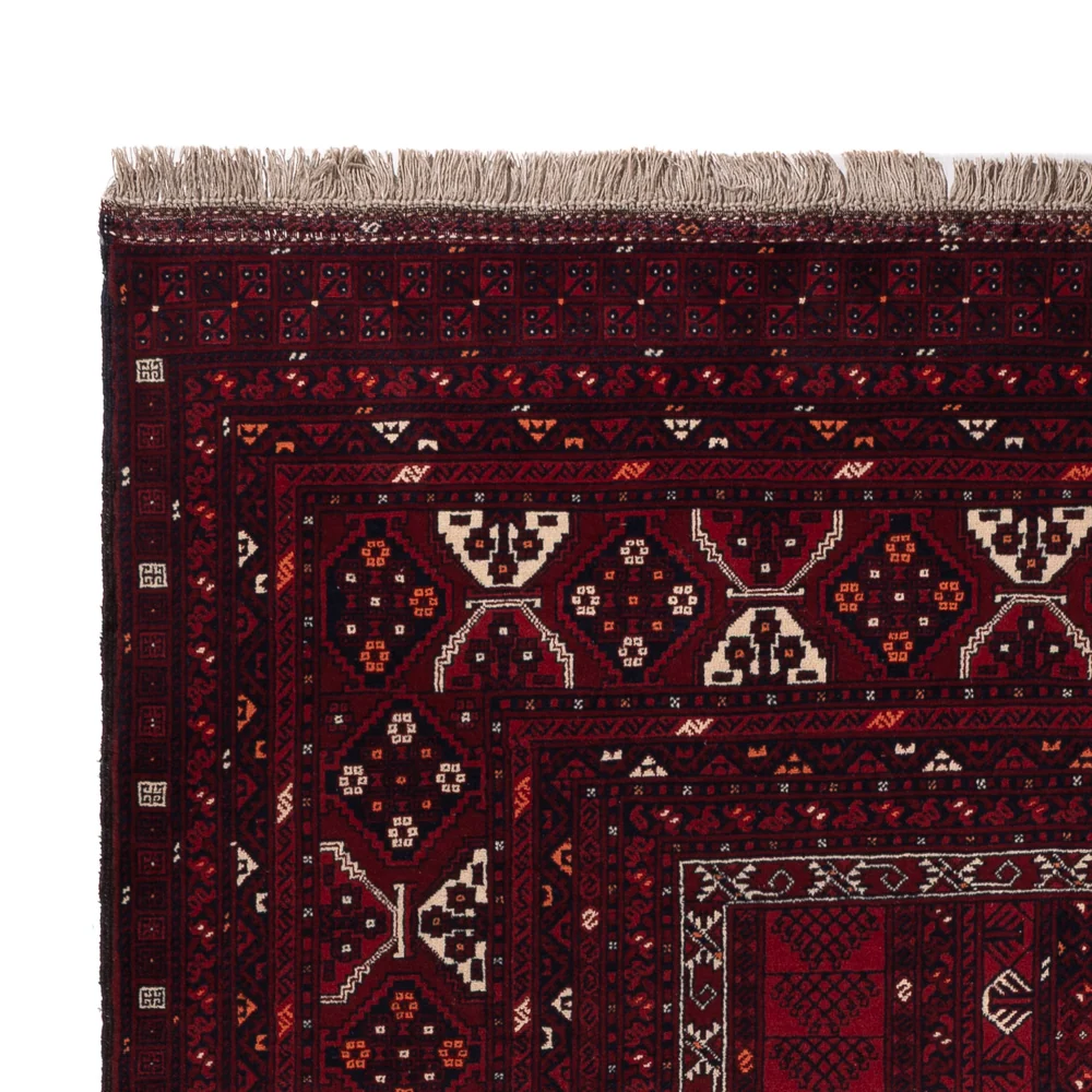 Afghansk teppe - 242 x 165 cm - mørk rød