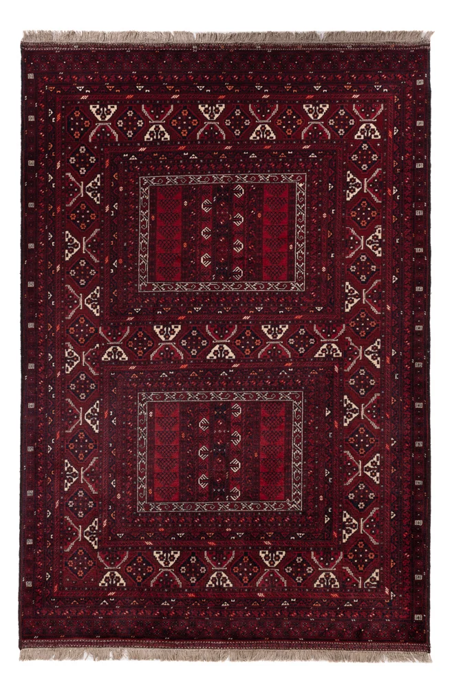 Afghansk teppe - 242 x 165 cm - mørk rød