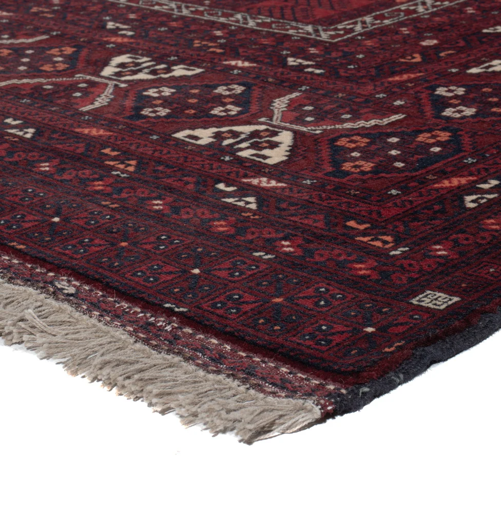 Afghansk teppe - 242 x 165 cm - mørk rød
