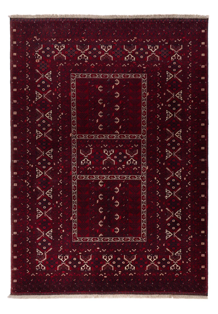 Afghansk teppe - 242 x 166 cm - mørk rød