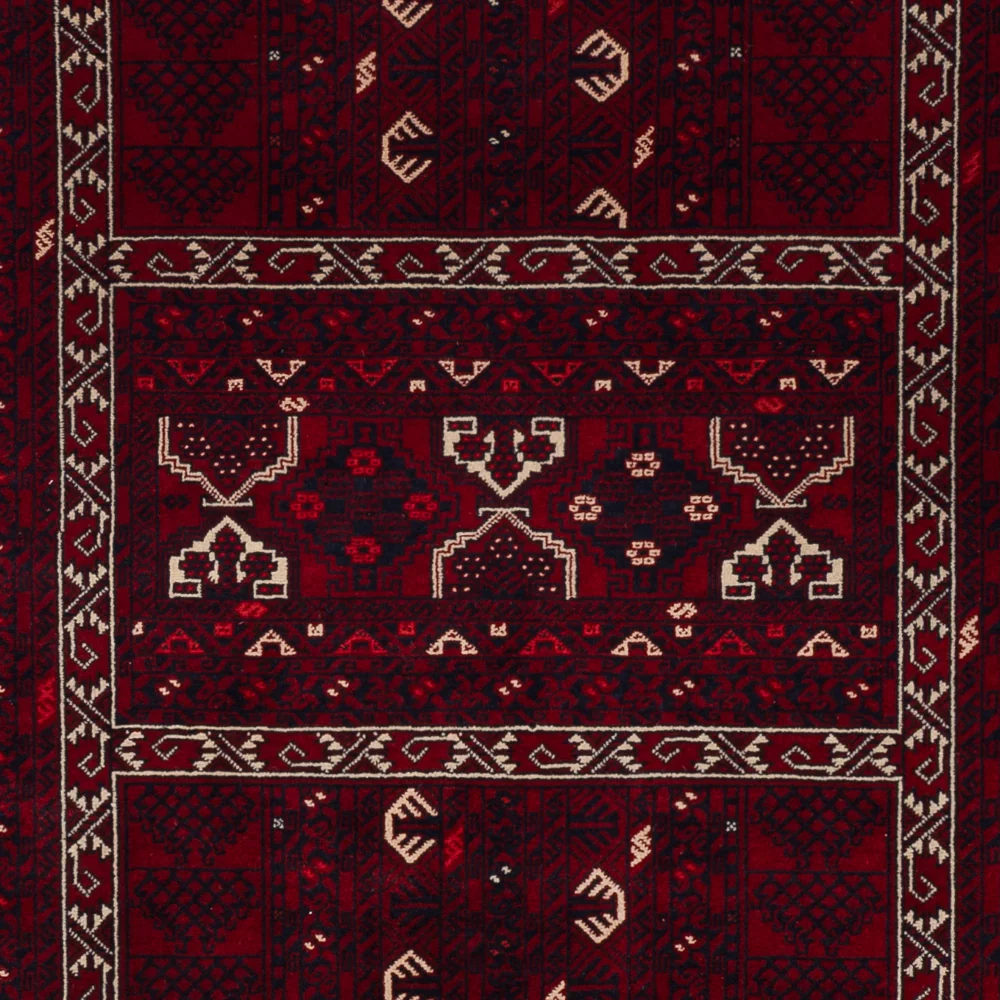 Afghansk teppe - 242 x 166 cm - mørk rød