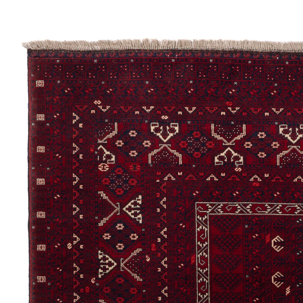 Afghansk teppe - 242 x 166 cm - mørk rød