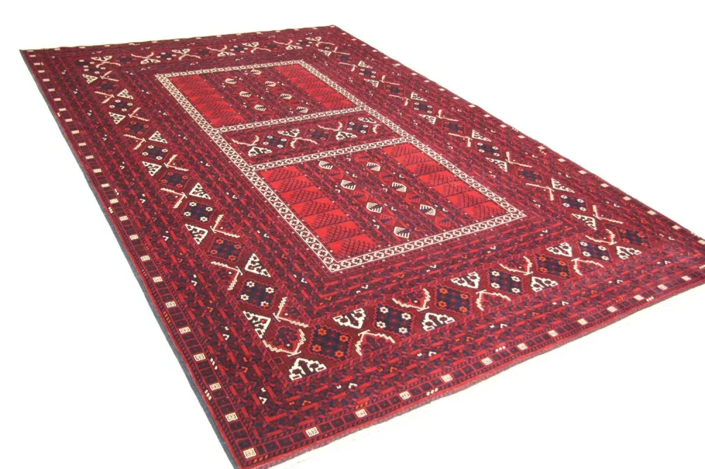 Afghansk teppe - 244 x 157 cm - rød