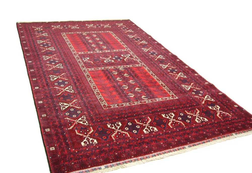 Afghansk teppe - 244 x 157 cm - rød