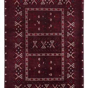 Afghansk teppe - 245 x 167 cm - mørk rød