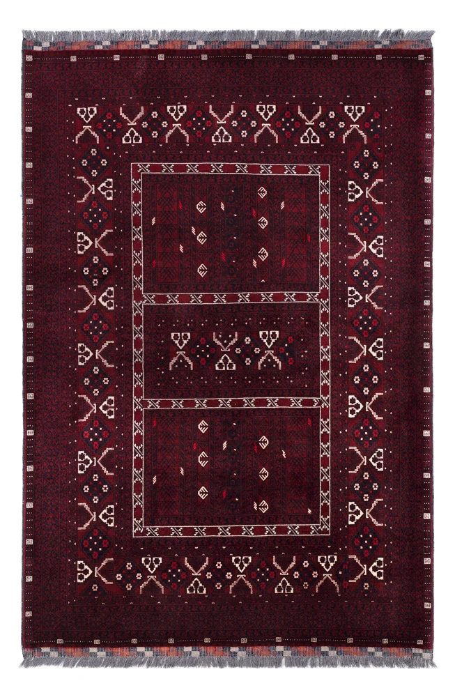 Afghansk teppe - 245 x 167 cm - mørk rød