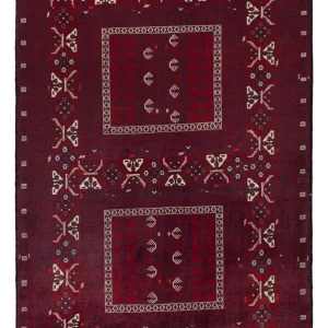 Afghansk teppe - 246 x 151 cm - mørk rød