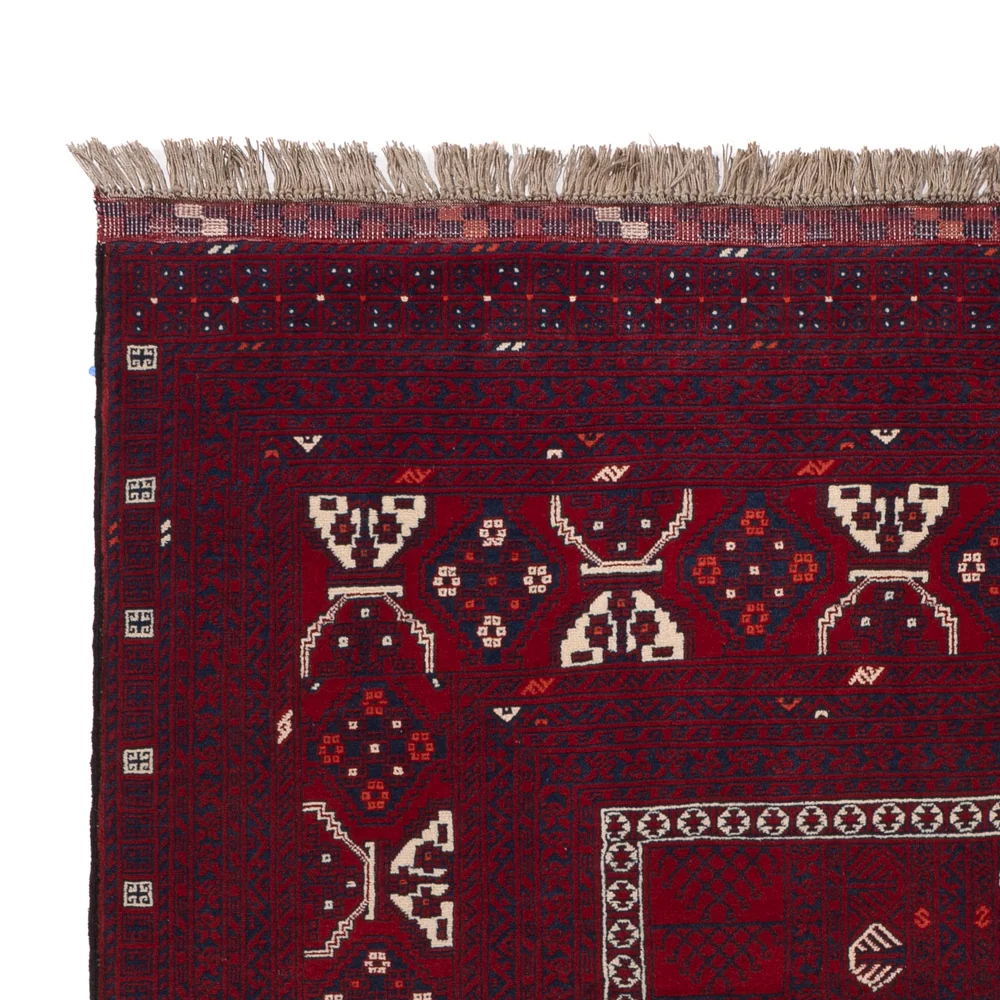 Afghansk teppe - 246 x 151 cm - mørk rød