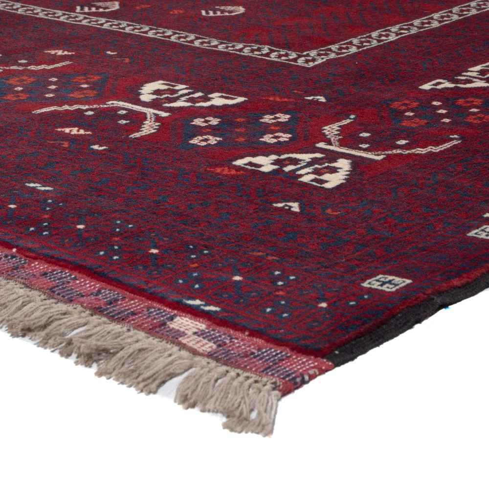 Afghansk teppe - 246 x 151 cm - mørk rød