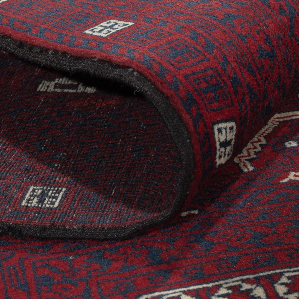 Afghansk teppe - 246 x 151 cm - mørk rød