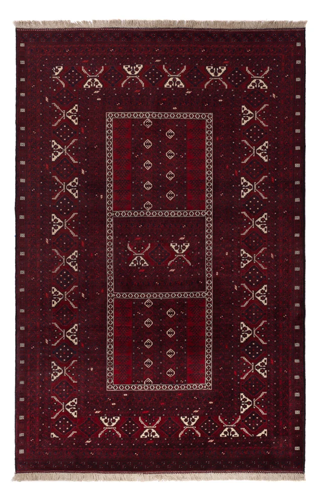 Afghansk teppe - 246 x 157 cm - mørk rød