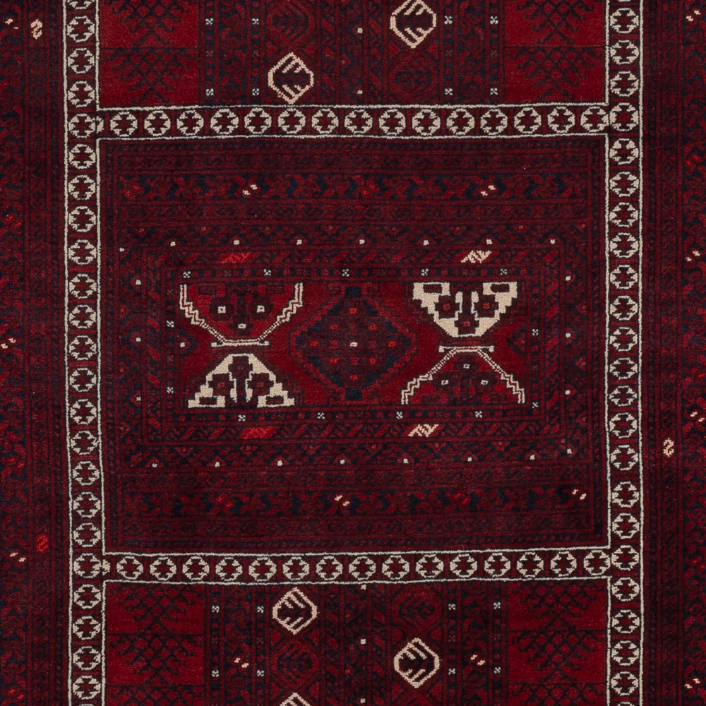 Afghansk teppe - 246 x 157 cm - mørk rød