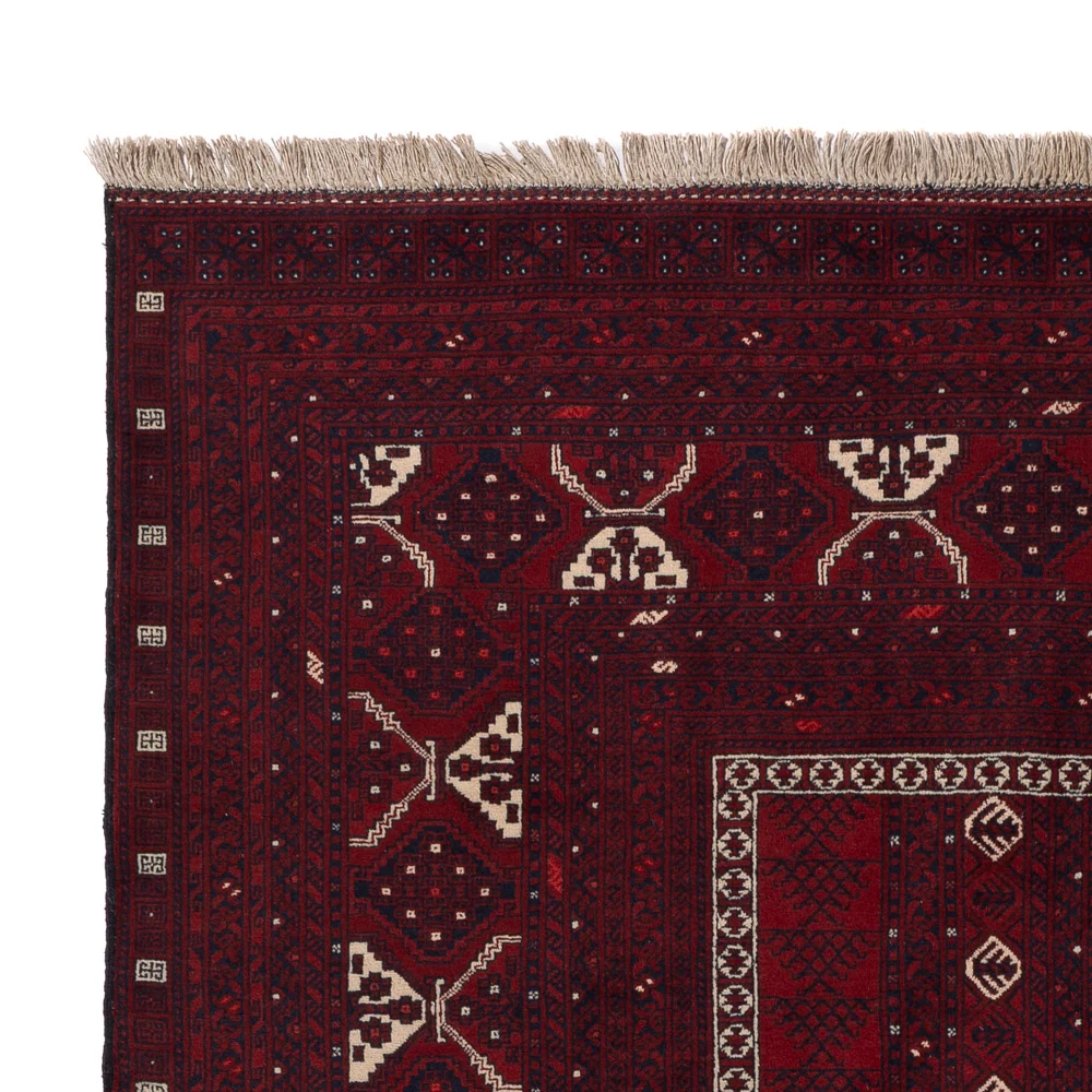 Afghansk teppe - 246 x 157 cm - mørk rød