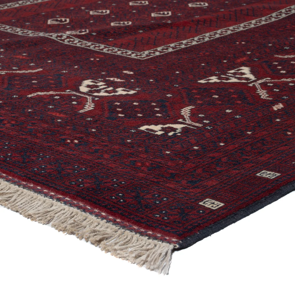 Afghansk teppe - 246 x 157 cm - mørk rød