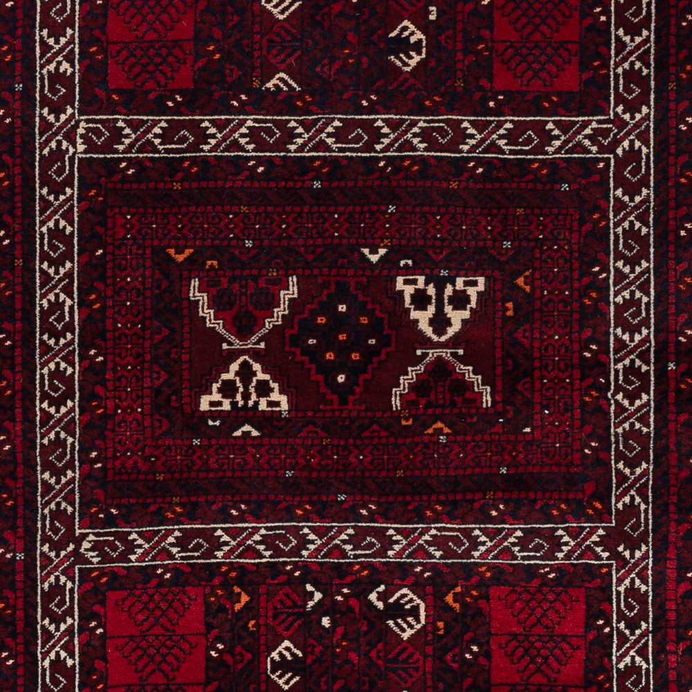 Afghansk teppe - 246 x 159 cm - mørk rød