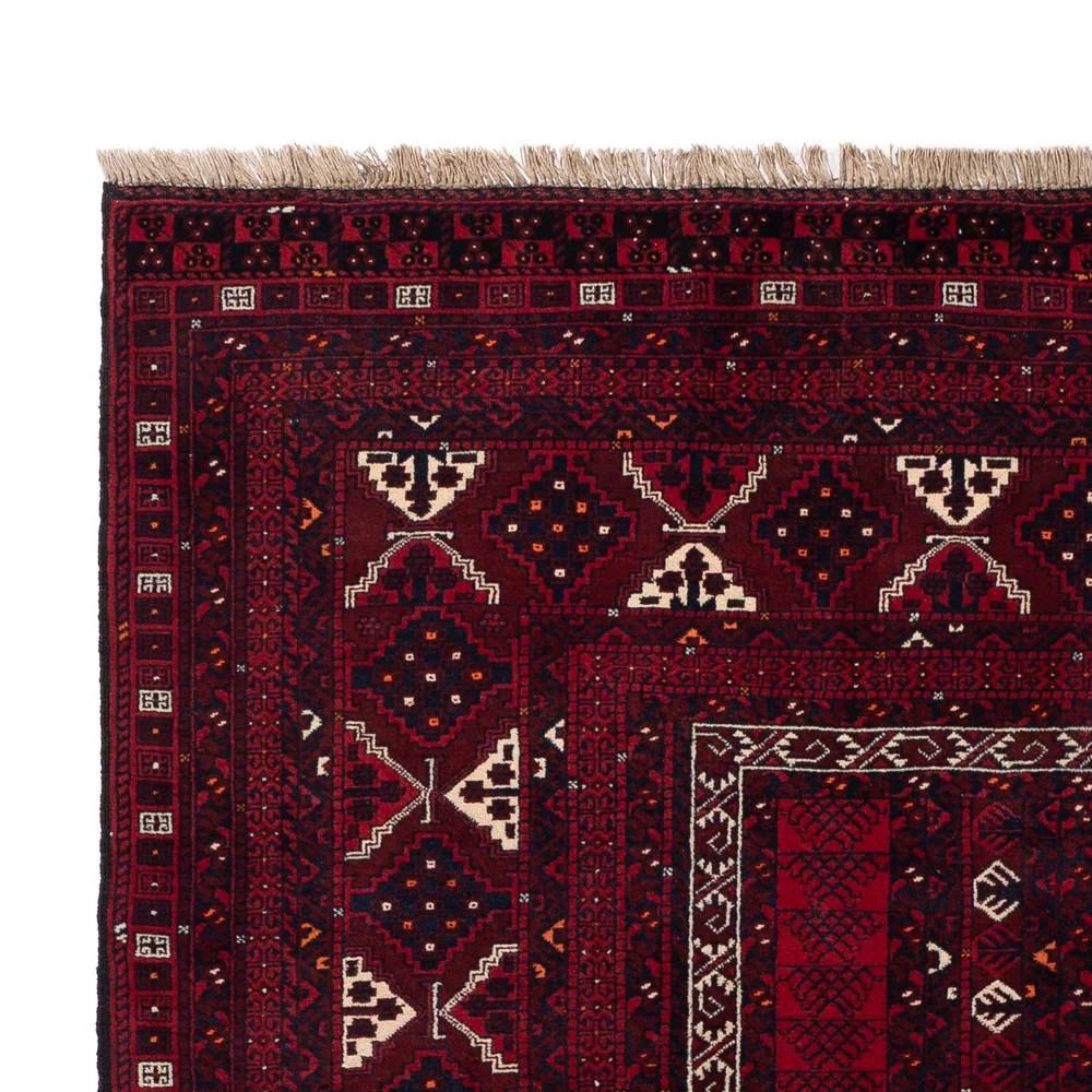 Afghansk teppe - 246 x 159 cm - mørk rød