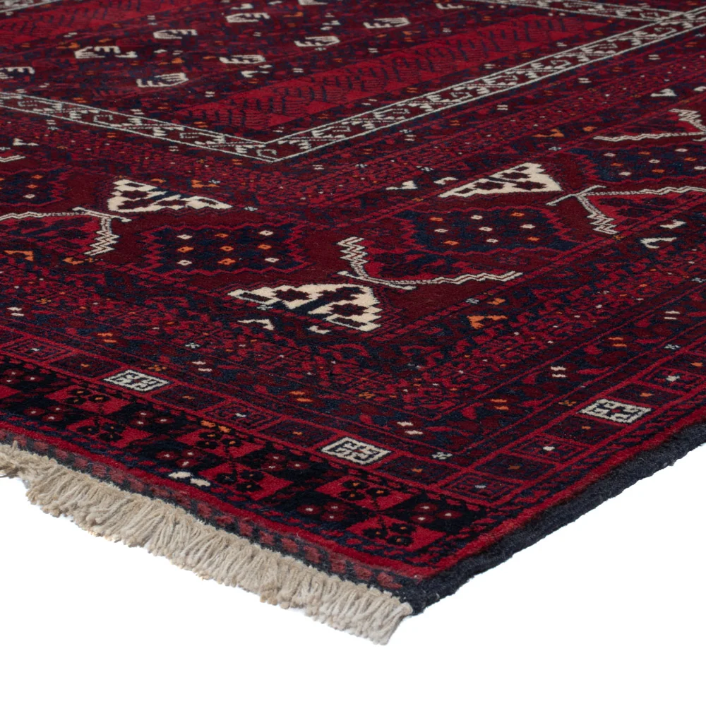 Afghansk teppe - 246 x 159 cm - mørk rød