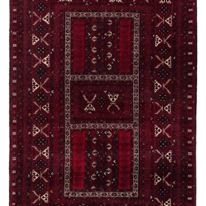 Afghansk teppe - 246 x 159 cm - mørk rød