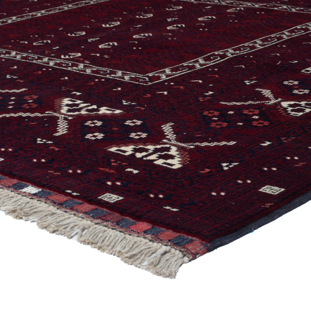Afghansk teppe - 247 x 154 cm - mørk rød