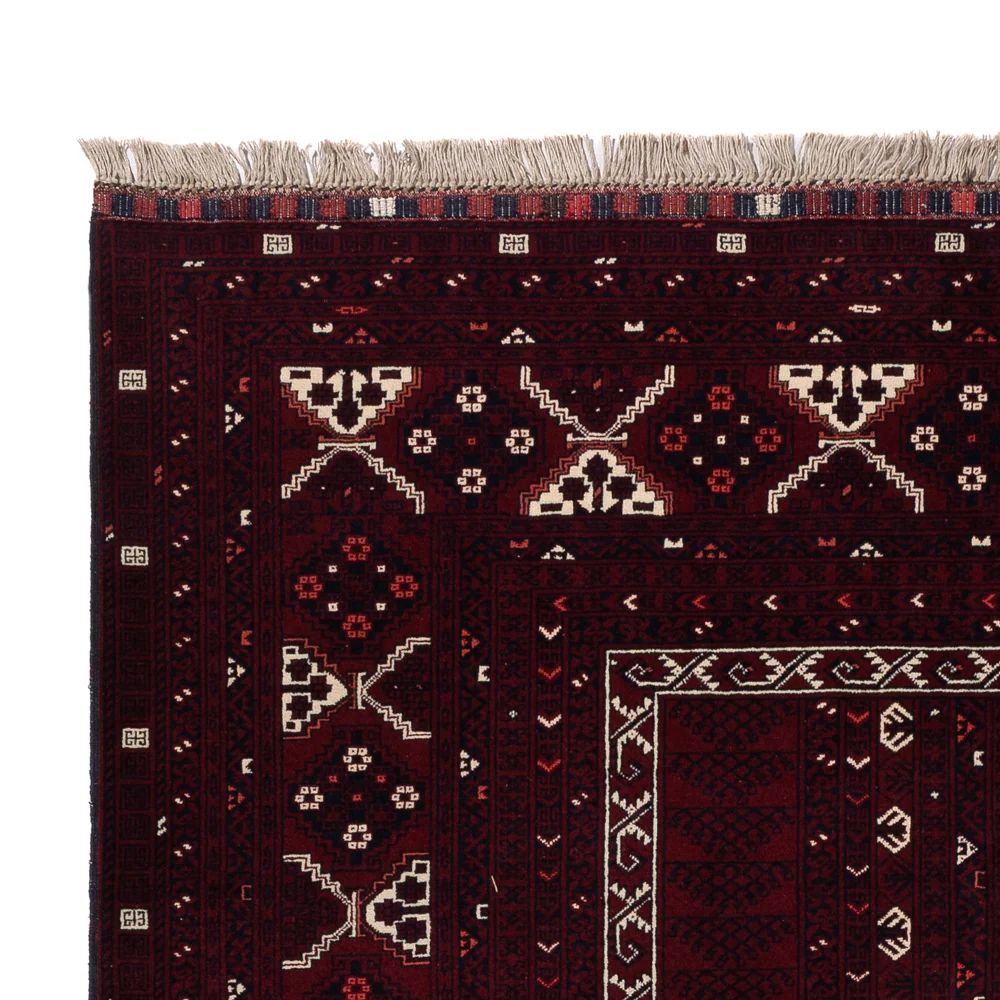 Afghansk teppe - 247 x 154 cm - mørk rød