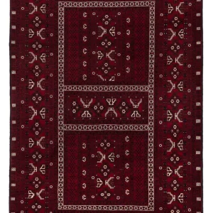 Afghansk teppe - 247 x 157 cm - mørk rød