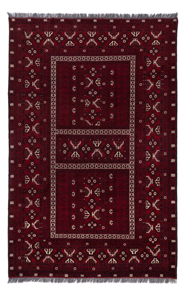 Afghansk teppe - 247 x 157 cm - mørk rød