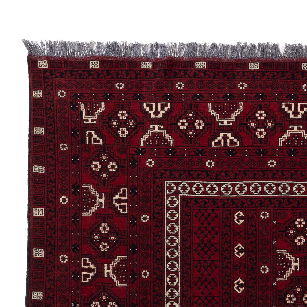 Afghansk teppe - 247 x 157 cm - mørk rød