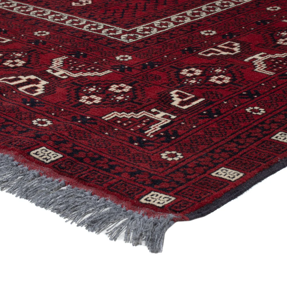 Afghansk teppe - 247 x 157 cm - mørk rød