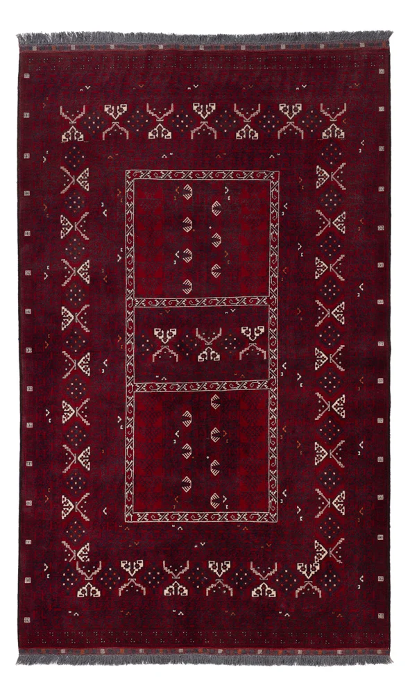 Afghansk teppe - 248 x 153 cm - mørk rød