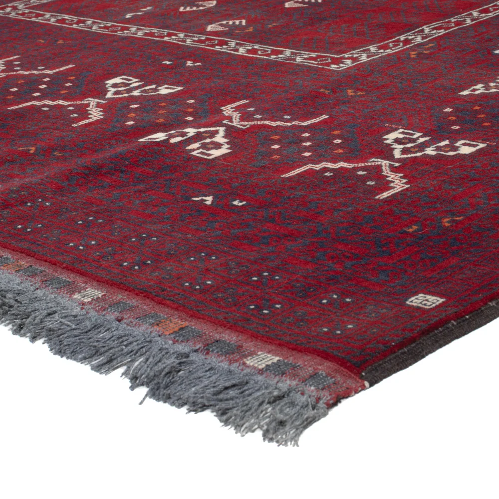 Afghansk teppe - 248 x 153 cm - mørk rød
