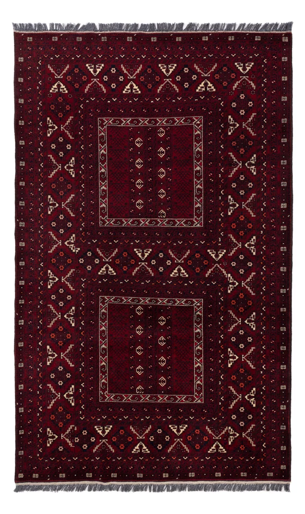 Afghansk teppe - 248 x 154 cm - mørk rød