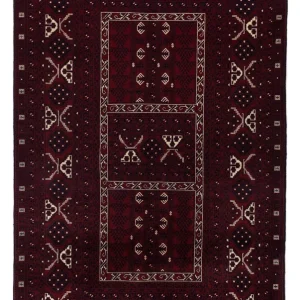 Afghansk teppe - 249 x 150 cm - mørk rød