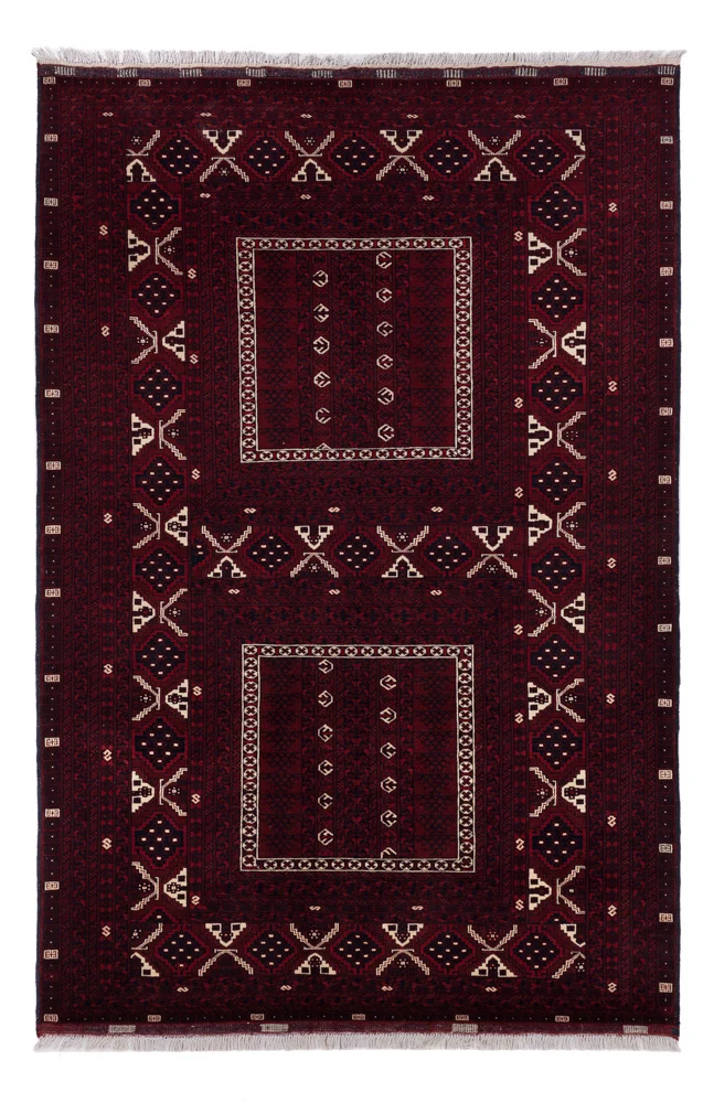 Afghansk teppe - 249 x 161 cm - mørk rød