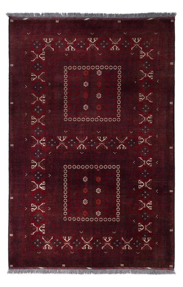 Afghansk teppe - 250 x 157 cm - mørk rød