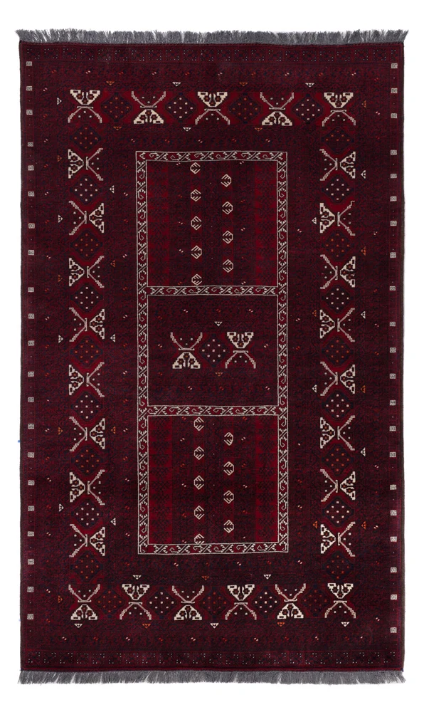 Afghansk teppe - 251 x 149 cm - mørk rød