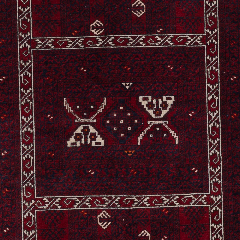 Afghansk teppe - 251 x 149 cm - mørk rød